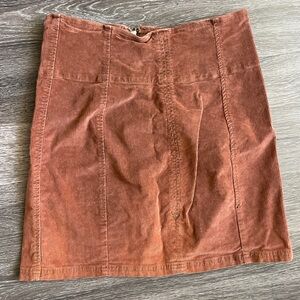 Free People Corduroy Brown Skirt with Zipper Size 8